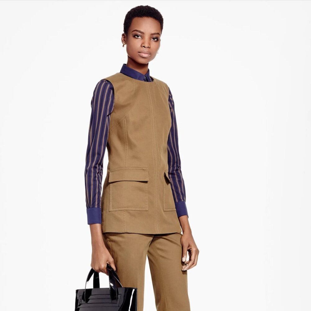 Like New Brooks Brothers Olive Green Sleeveless Business Professional Vest, sz 4